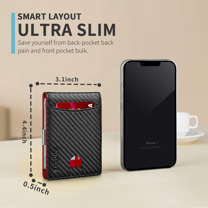 RUNBOX Slim Novelty Wallets for Men RFID Blocking 11 Card Holder Minimalist Small Leather Bifold Men's Front Pocket Wallet Gift Box - Image 2